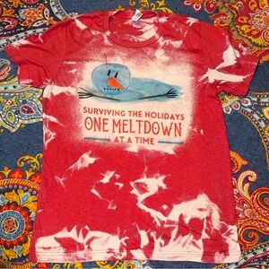 Bleached Tee with Christmas Design